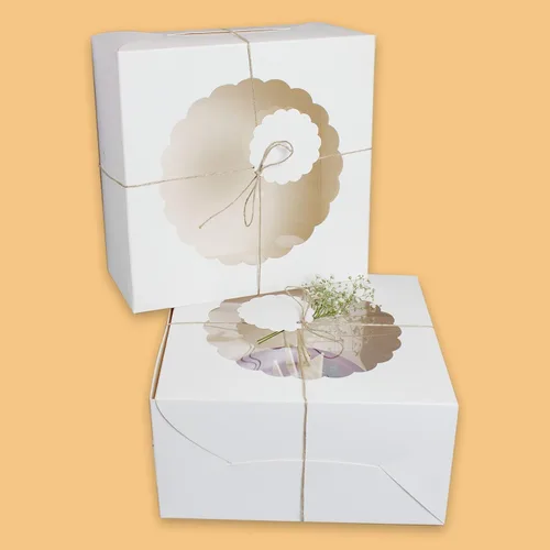 Vista 7 de Cajas de Pastel Kraft con Ventana (10 piezas) - Cajas de Panadería Marrones para Pasteles, Donas, Tartas, Galletas, Cupcakes, Chocolates, Postres