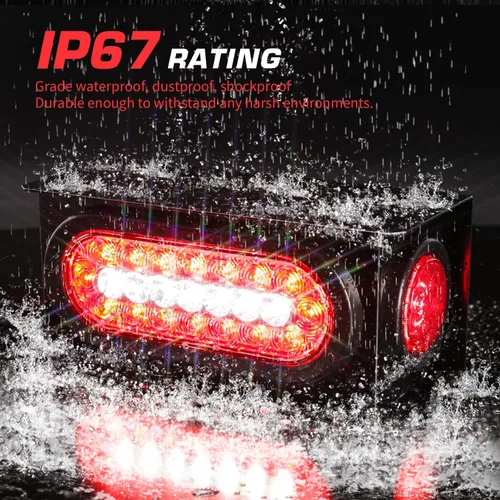 Vista 4 de LINKITOM Kit de 2 piezas de luces de remolque montadas por soldadura en cajas de acero con soporte para placa de matrícula de 6 pulgadas, luces LED