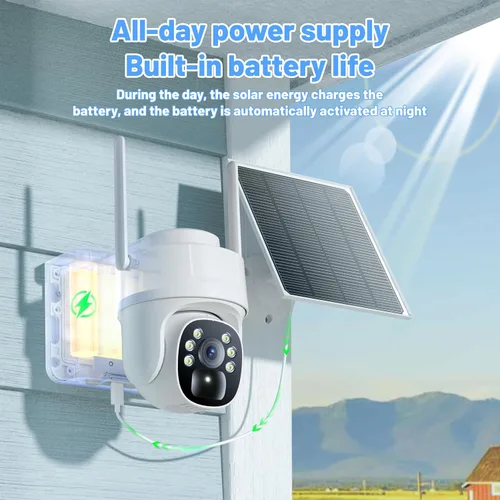 Vista 4 de KKB Cámaras de seguridad solar celular 4G LTE inalámbricas para exteriores, sin cámara de seguridad WiFi tarjeta SIM incorporada, datos ilimitados
