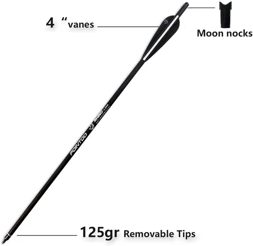 Vista 3 de Pernos de ballesta de carbono de 20 pulgadas, flechas de caza con paletas de 4 pulgadas y punta de flecha reemplazada (paquete de 12)