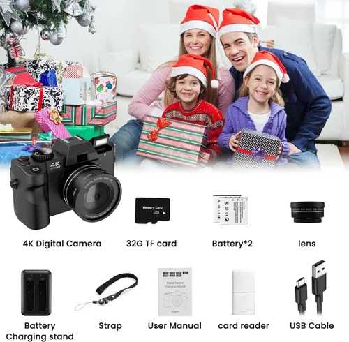 Vista 7 de Cámara digital 4K para fotografía y video enfoque automático de 48 MP con WiFi Cámara de vlogging de enfoque automático para YouTube con pantalla