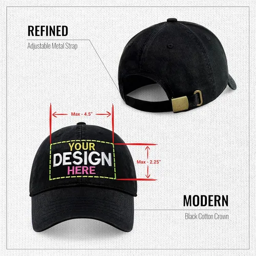 Vista 2 de Sombrero bordado personalizado, estilo polo, unisex, ajustable, sin estructura, algodón, con logotipo y texto en tu propia imagen