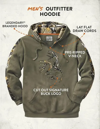 Vista 4 de Legendary Whitetails - Sudadera con capucha para hombre con detalles de camuflaje
