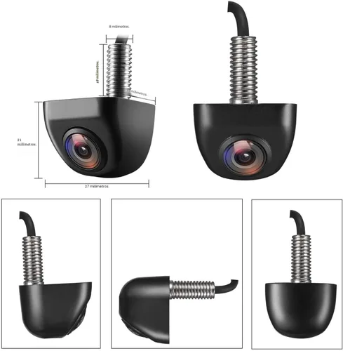 Vista 5 de NATIKA Cámara de retroceso/visión frontal, IP69K, impermeable, gran visión nocturna, HD y súper gran angular, de metal, estilo OEM, cámara de Negro