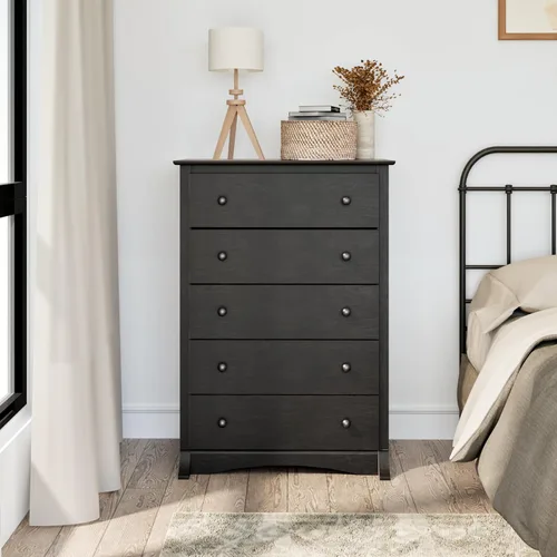 Vista 58 de Prepac Cómoda rústica estilo casa de campo, cómoda negra para dormitorio, cómoda con 5 cajones de 18.5 pulgadas de profundidad x 27.5 pulgadas
