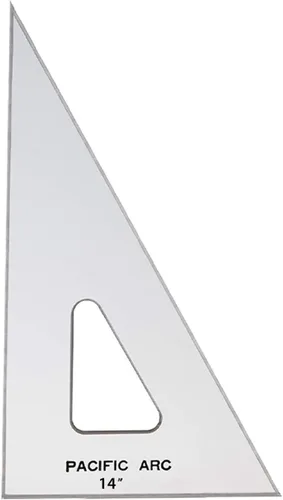 Vista 29 de Triángulo de Dibujo Pacific Arc, 24 Pulgadas, 45/90 Grados, Acrílico Transparente