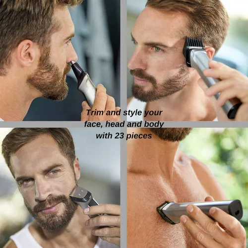 Vista 4 de Philips Norelco Multigroom Men's Beard Grooming Kit with Trimmer for Head Body, Face -Stainless Steel with Travel Case