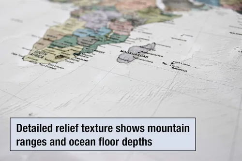 Vista 6 de Laminated World Odyssey Map Poster Executive Style Map Includes The Most Legible Location Labels 36” x 24” Shipped Rolled in a Tube, Not