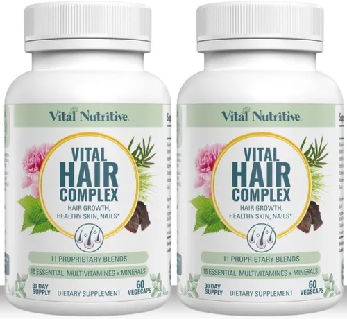 Vital Hair Complex - Vitaminas para el crecimiento del cabello para mujeres y hombres - Biotina y vitamina B - Suplemento para el crecimiento del
