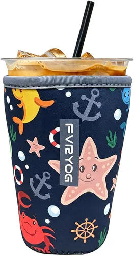 Vista 71 de Fundas de neopreno reutilizables aisladas para café helado, fundas para tazas de café helado, fundas para bebidas heladas y calientes Palta