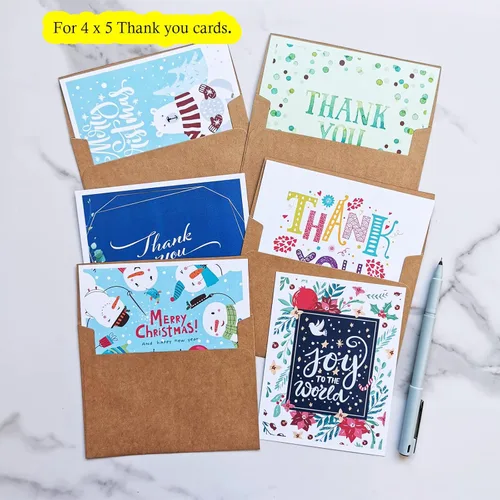 Vista 6 de 200 sobres de invitación A2 en papel kraft marrón autoadhesivo de 4 3/8 x 5 3/4 sobres cuadrados con solapa RSVP, sobres de devolución de 100 libras