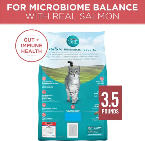 Vista 8 de Purina ONE Alimento seco natural para gatos, Tender Selects mezcla con salmón real, bolsa de 3.5 libras