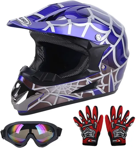 OUMURS DOT Casco para bicicleta de tierra para jóvenes para niños y niñas de 5 a 14 años, de cuatro ruedas, motocross, BMX, MX, UTV, moto de nieve,
