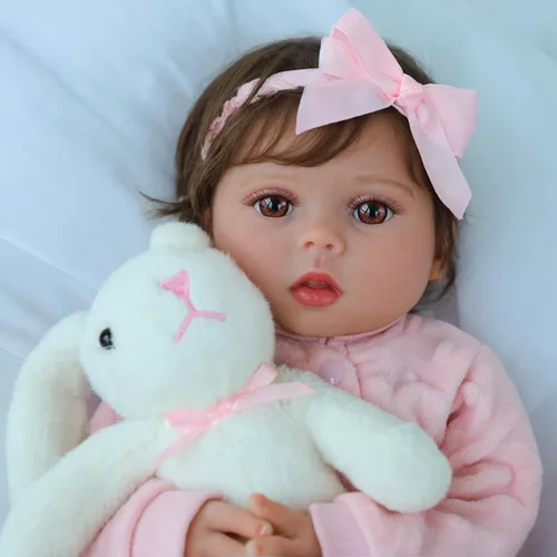 Vista 3 de SCOM Muñecas realistas de bebé Reborn – 18 pulgadas de silicona, muñecas de la vida real con vinilo de cuerpo completo, muñeca con peso realista