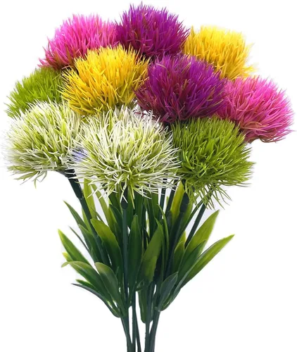 PASYOU Flores falsas, diente de león, 5 colores, plantas artificiales de plástico, tallos sintéticos para exteriores, interiores, hogar, jardín,