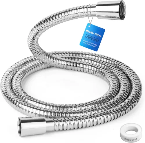 Vista 15 de Klabb Soporte de cabezal de ducha de mano ajustable y manguera de 79 pulgadas, soporte de ABS premium, bola de latón giratoria de 360 grados y cinta