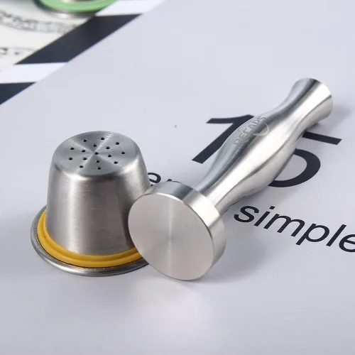 Vista 5 de RECAPS - Herramienta de llenado de café de acero inoxidable compatible con máquina Nespresso, filtro reutilizable recargable, prensado de café