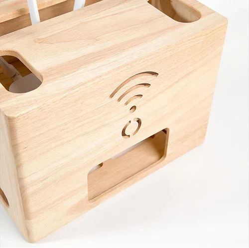 Vista 5 de Cable Organizer Box Wooden Power Cable Box Wireless Router Rack Home Office Power Strip Storage Box Double-Layer Cable Management Box, Hide