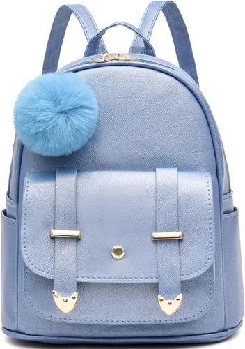 Vista 13 de I IHAYNER Mochila de moda para niñas, mini mochila para mujeres, adolescentes y niñas, monederos de piel sintética con pompón, bolsa de hombro Beige