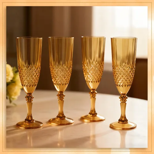 Vista 5 de Copas de champán de plástico, 12 copas de vino de plástico ámbar, inastillables, reutilizables, para bodas, despedidas de soltero, brindis y eventos