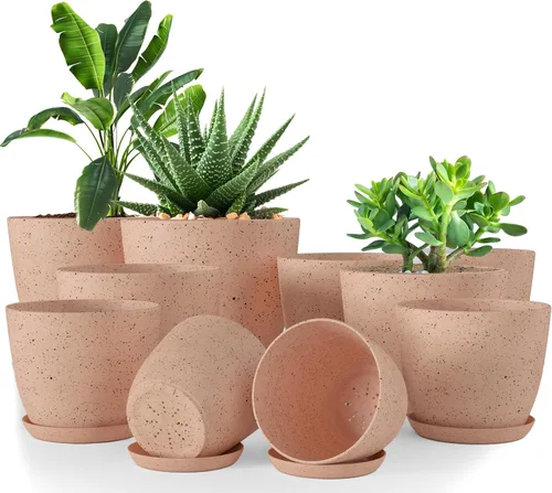 Vista 12 de Utopia Home - Macetas de Interior con Drenaje - Macetas de Flores de 7/6.6/6/5.3/4.8 Pulgadas para Plantas de Interior - Juego de 5 Macetas