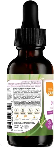 Vista 3 de Zahler Gotas de hierro, concentrado de hierro líquido, fórmula de hierro suave y sin estreñimiento, 2 onzas líquidas.