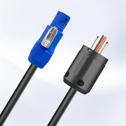 Vista 2 de Cable PowerCON de 12 AWG, conector NEMA 5-15p a PowerCON, cable de alimentación de CA PowerCON de 3 pines, entrada PowerCon, conector macho, cable