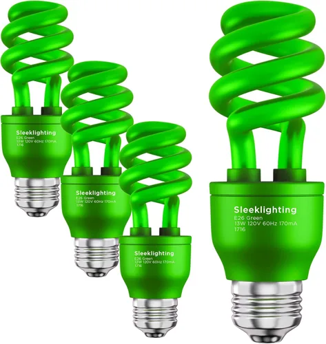 Vista 10 de SLEEKLIGHTING Bombilla CFL en espiral de 13 W, aprobada por UL, 120 voltios, base mediana E26 (paquete de 4) (negro y naranja)