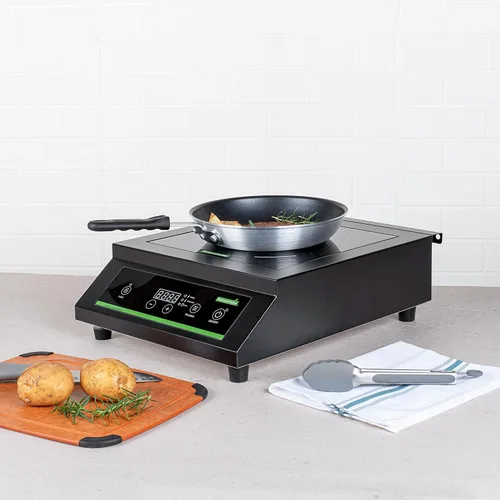 Vista 3 de Restaurantware -Kitchen Tek - Placa de inducción de 3500 W, 1 placa eléctrica con sensor táctil - 140F a 465F, 10 ajustes de potencia, estufa