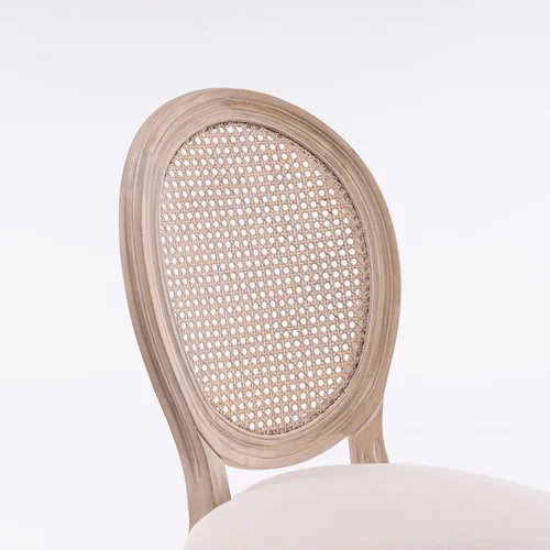 Vista 3 de French Style Solid Wood Frame Linen Fabric Rattan Back Dining Chairs, Table & Chair Sets, Set of 2 for Dining Room, Kitchen, Living Room, Bedroom