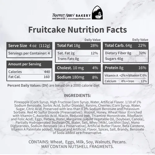 Vista 7 de Trappist Abbey Monastery Pastel de frutas - Pastel navideño con frutas confitadas y nueces - Pastel de frutas tradicional empapado en brandy de 120