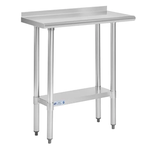 Vista 52 de Hally - Mesa de trabajo y preparación de acero inoxidable, mesa comercial de gran resistencia con estante inferior y salpicadero para restaurante