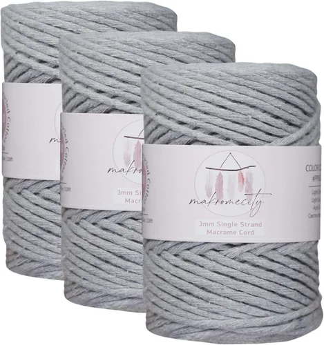 Vista 106 de Makromecity, Cordón de macramé de un solo hilo de 3 mm x 100 yardas (300 pies) de 3 mm de cordón de algodón azul bebé para arte y manualidades