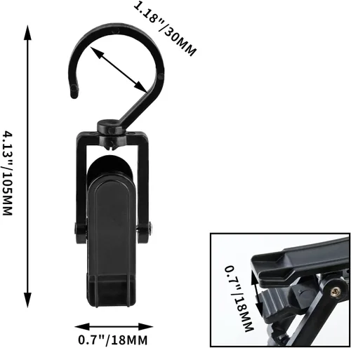 Vista 3 de Jiozermi 10 ganchos para lavandería, pasadores de plástico para ropa, clips de suspensión súper fuertes, ganchos giratorios para tienda de ropa