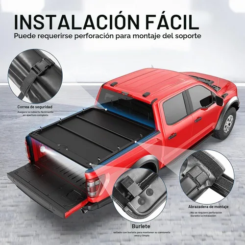 Vista 4 de MOSTPLUS - Cubierta de caja de camioneta de tres pliegues compatible con Honda Ridgeline 2017-2025, impermeable, de tres pliegues, parte superior, 5