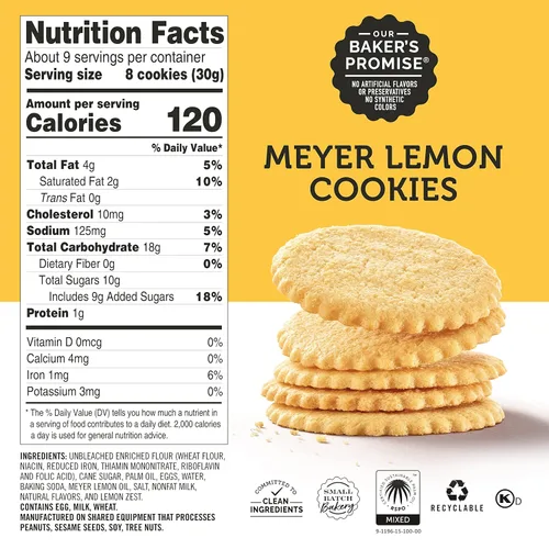 Vista 2 de Dewey's Bakery Meyer Lemon & Brownie Crisp Moravian Style Galletas Finas - Paquete variado, panadería fresca con ingredientes simples reales
