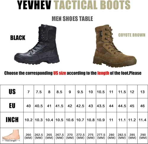 Vista 7 de YEVHEV Botas tácticas para hombre botas de trabajo militares botas de combate del desierto botas de combate del ejército para senderismo motocicleta