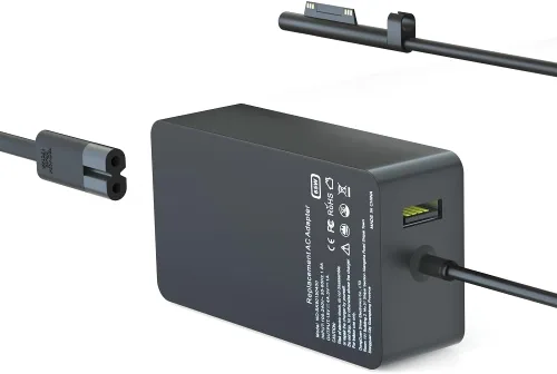 Cargador Surface Pro 9 de 65 W - Compatible con Microsoft Surface Pro 9, 8, 7+, 7, 6, 5, 4, 3, X, Windows Surface Laptop 6, 5, 4, 3, 2, 1, Surface