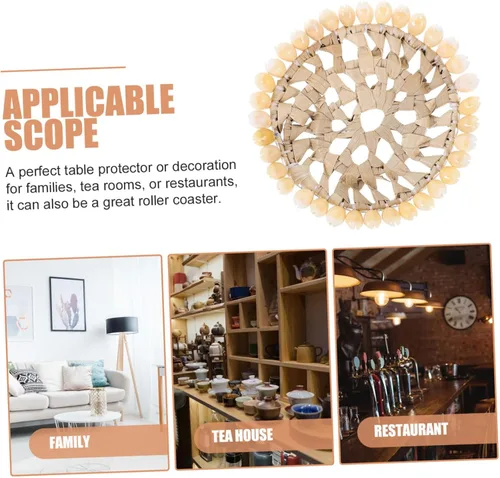 Vista 7 de Garneck Antideslizante 4 piezas Mesa de comedor Natural Shell Ronda Coaster Ocean Theme Coaster