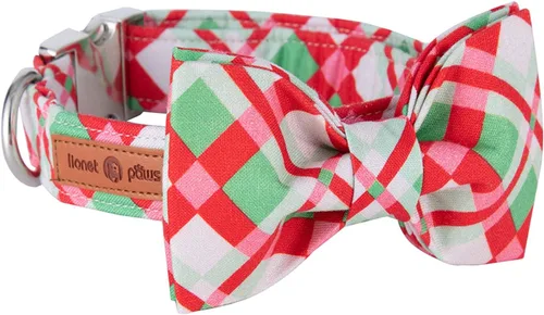 Vista 9 de Lionet Paws Collar Navideño para Perro con Pajarita Duradero Ajustable Hecho a Mano Cómodo Collar de Perro con Pajarita Collar para Gato con Hebilla