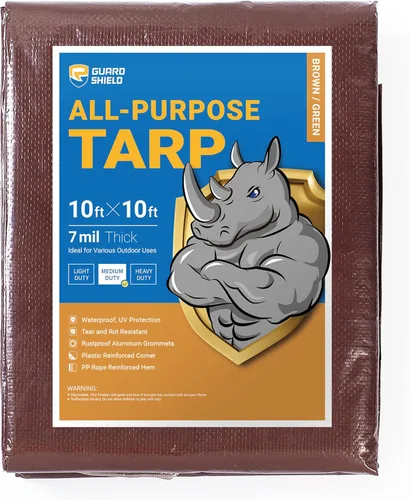 Vista 64 de GUARD SHIELD - Lona negra impermeable de 6 x 6 pies, cubierta de lona de polietileno, de servicio medio y uso general de 7 mil
