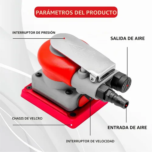 Vista 5 de DATOUBOSS Lijadora de órbita aleatoria lijadora neumática cuadrada de aire de palma para encerar automóviles, trabajo de carrocería de automóvil