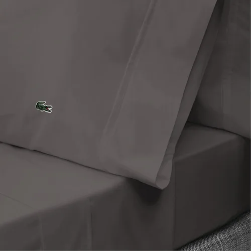 Vista 6 de Lacoste Juego de 2 fundas de almohada de percal 100% algodón – Fresco, crujiente, mate y duradero, certificado Oeko-Tex – Sólido, gris oscuro