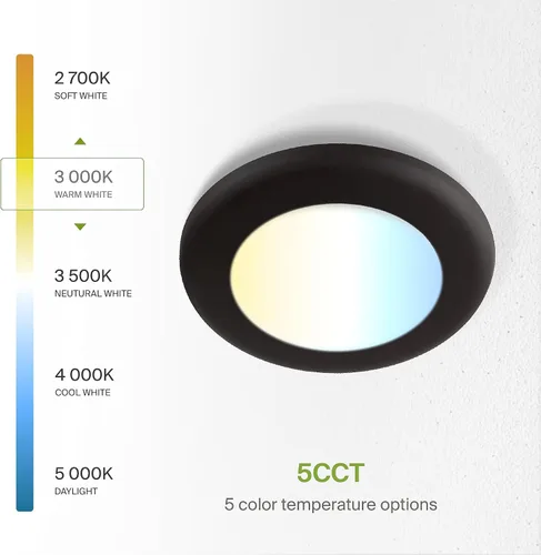 Vista 6 de ASD Paquete de 12 luces LED de disco de 4 pulgadas, 10 W 5CCT 2700 K-5000 K 685 lm CRI90+, luminaria de techo de montaje empotrado regulable