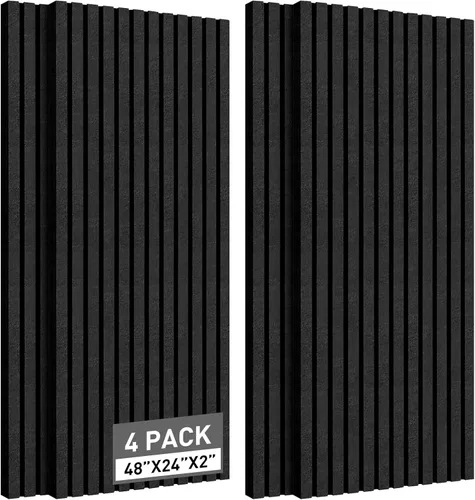 Vista 9 de Paquete de 2 paneles de espuma acústica negra, 48 x 24 x 2 pulgadas, a prueba de sonido, paneles de pared insonorizados de alta densidad, estudio
