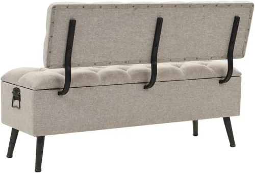 Vista 34 de Banco de almacenamiento de abeto de madera maciza crema para dormitorio, sala de estar, extremo de la cama, 43.3 x 11.8 x 15 pulgadas