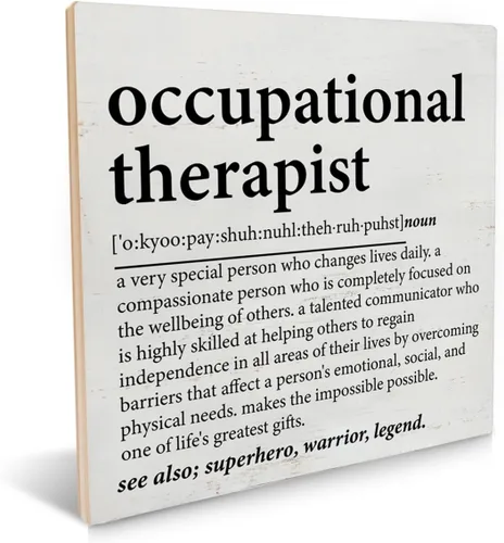 Regalos de terapeuta ocupacional, regalo de agradecimiento para OT, definición de terapeuta ocupacional, letreros de madera, recuerdo, decoración de