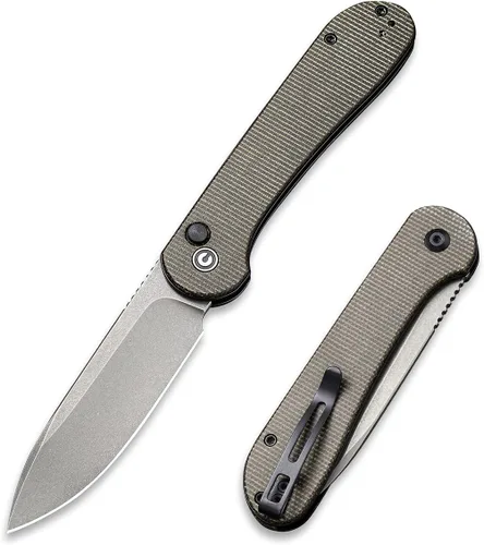 Vista 8 de CIVIVI C2103A Elementum - Navaja de bolsillo plegable con hoja de 3.47" 14C28N, mango de G10, con bloqueo de botón para EDC (Negro)