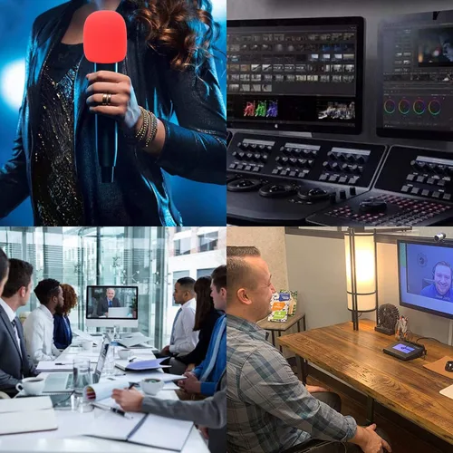 Vista 5 de Parabrisas de micrófono de mano de 6 piezas, filtro de micrófono pop para micrófono de estudio, micrófono de mano Bluetooth y micrófono de mano