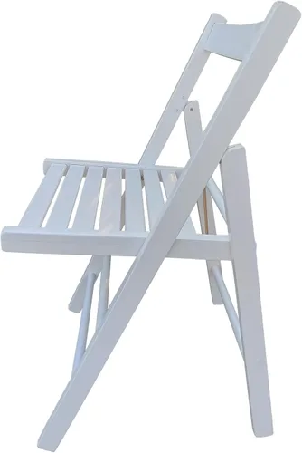 Vista 6 de Set of 2 Comfy Solid Wood Folding Chairs with Slatted Seat and Open Back - Fully Assembled for IndoorOutdoor Events (White)